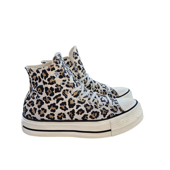 Converse Chuck Taylor All Star Leopard Print Canvas Platform Hi-Top Sneakers - Picture 2 of 11